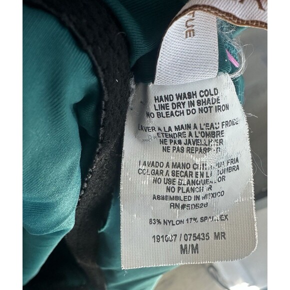 Becca Teal One Piece Swimsuit M Deep V Ruffle Front & Open Back Adjustable Tie - Picture 7 of 7